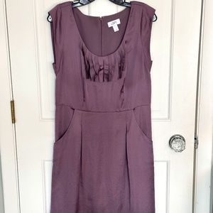 Ann Taylor Loft Women's Sheath Dress Sleeveless w/pockets ruffle lavender Size 8